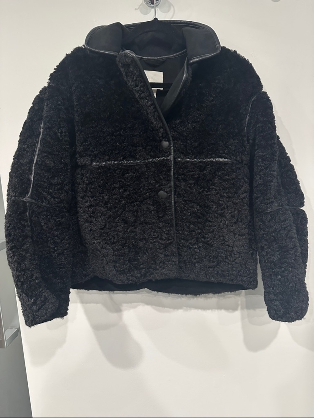 H&M Black Faux Curly shearling with faux suede lining